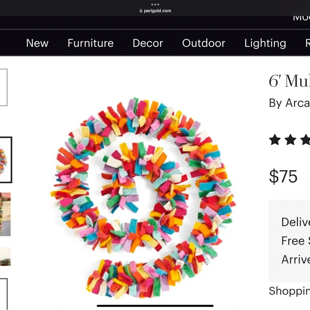 Vibrant Wool Garland Sustainable Minimal Holiday Decore $225 Retail Rare